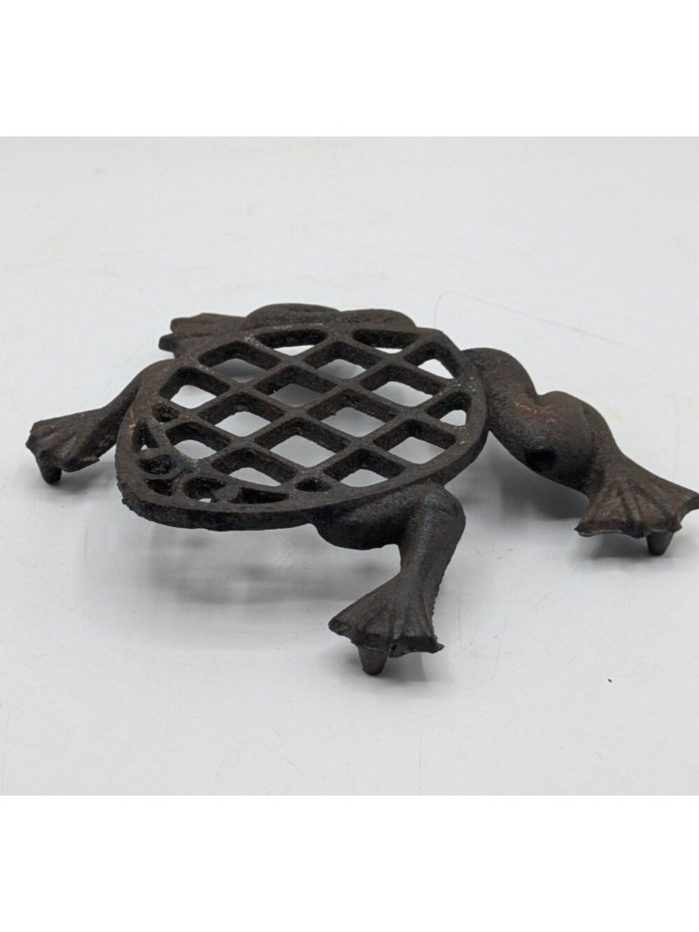 Vintage Cast Iron Frog Shaped Trivet Country Farmhouse Rustic 6.5"